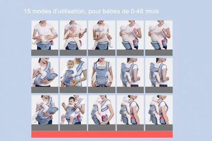 Porte-Bébé Ergonomique 6-en-1™ avec Siège à la Taille et Support Respirant