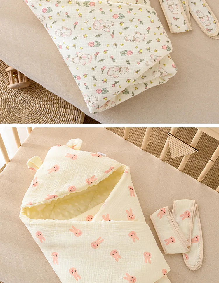 Nid d'Ange Bébé en Polaire Douce - Couverture Fleurie pour Nouveau-né