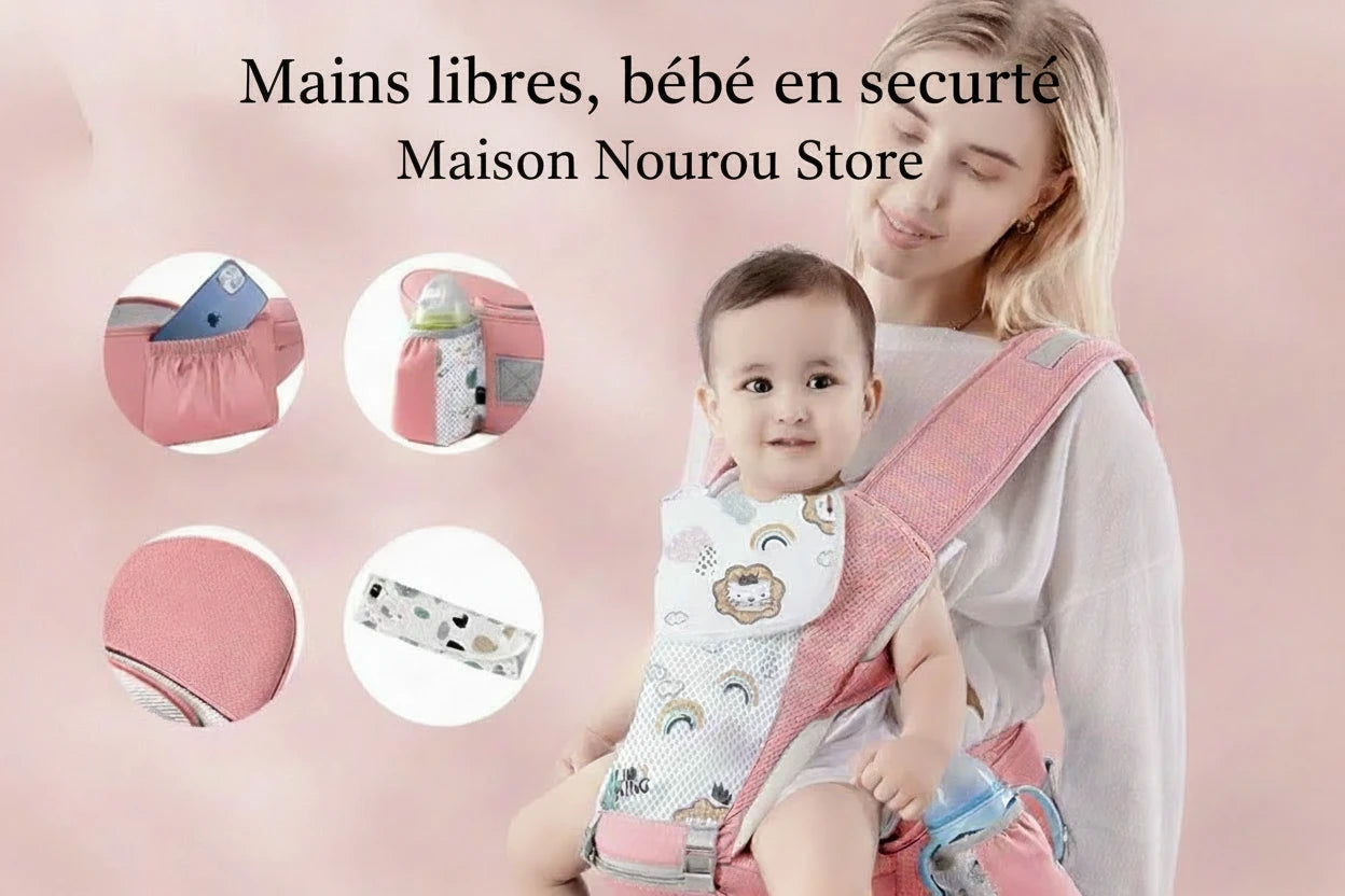 Porte-Bébé Ergonomique 6-en-1™ avec Siège à la Taille et Support Respirant