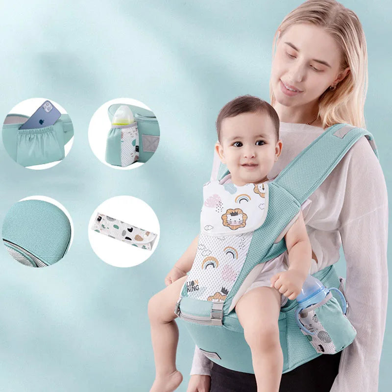 Porte-Bébé Ergonomique 6-en-1™ avec Siège à la Taille et Support Respirant