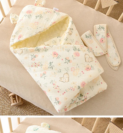 Nid d'Ange Bébé en Polaire Douce - Couverture Fleurie pour Nouveau-né