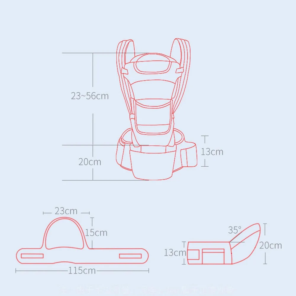 Porte-Bébé Ergonomique 6-en-1™ avec Siège à la Taille et Support Respirant