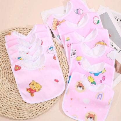 Pack de 5 Bavoirs Bébé – Ultra Doux & Imperméables | Anti-Fuites, Velours Cristal | 0–24 mois