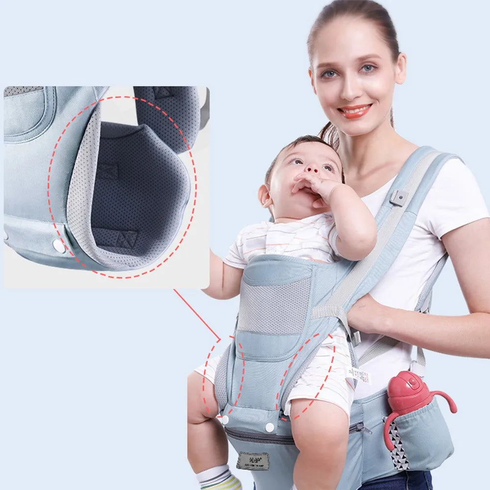 Porte-Bébé Ergonomique 6-en-1™ avec Siège à la Taille et Support Respirant